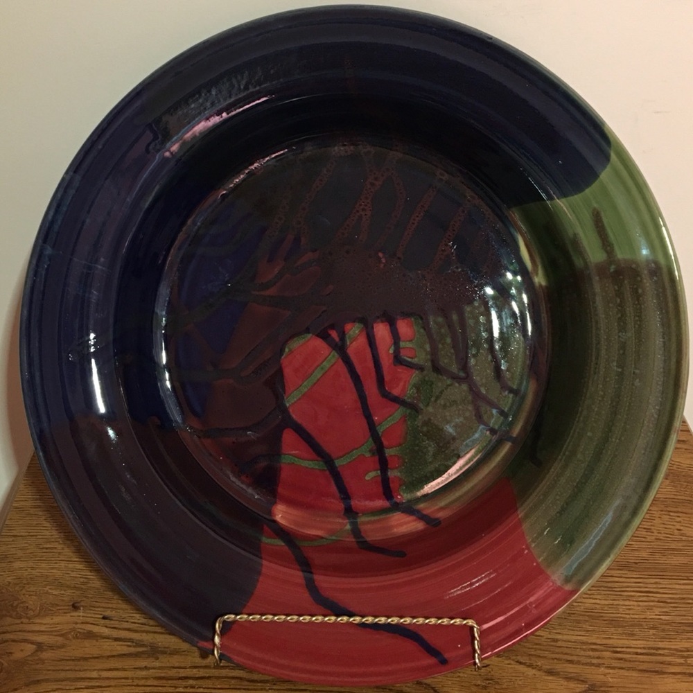 Beaumont Pottery NC. Large Bowl Vintage Signed 15x15x2 Very Nice!